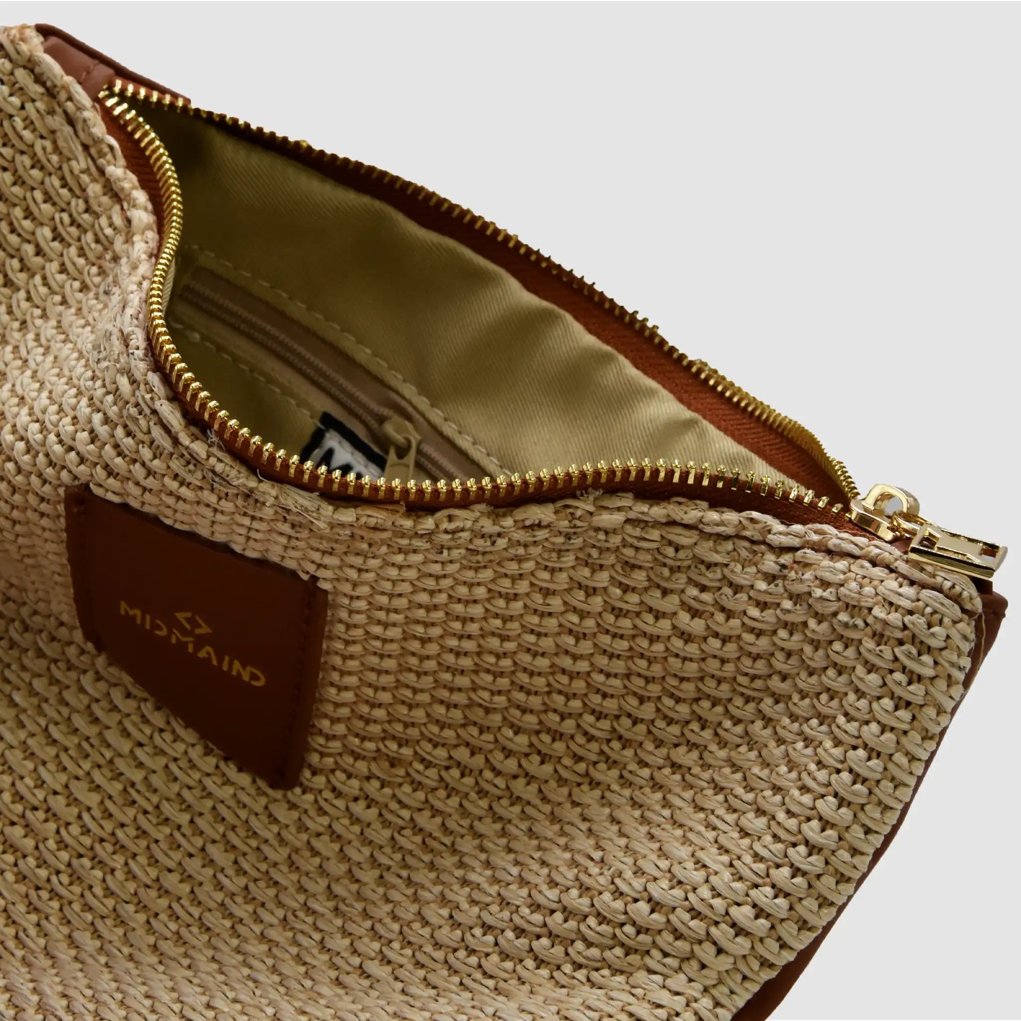 ANNA - Pochette in Rafia & Pelle Liscia - MIDMAIND™ | BRAND