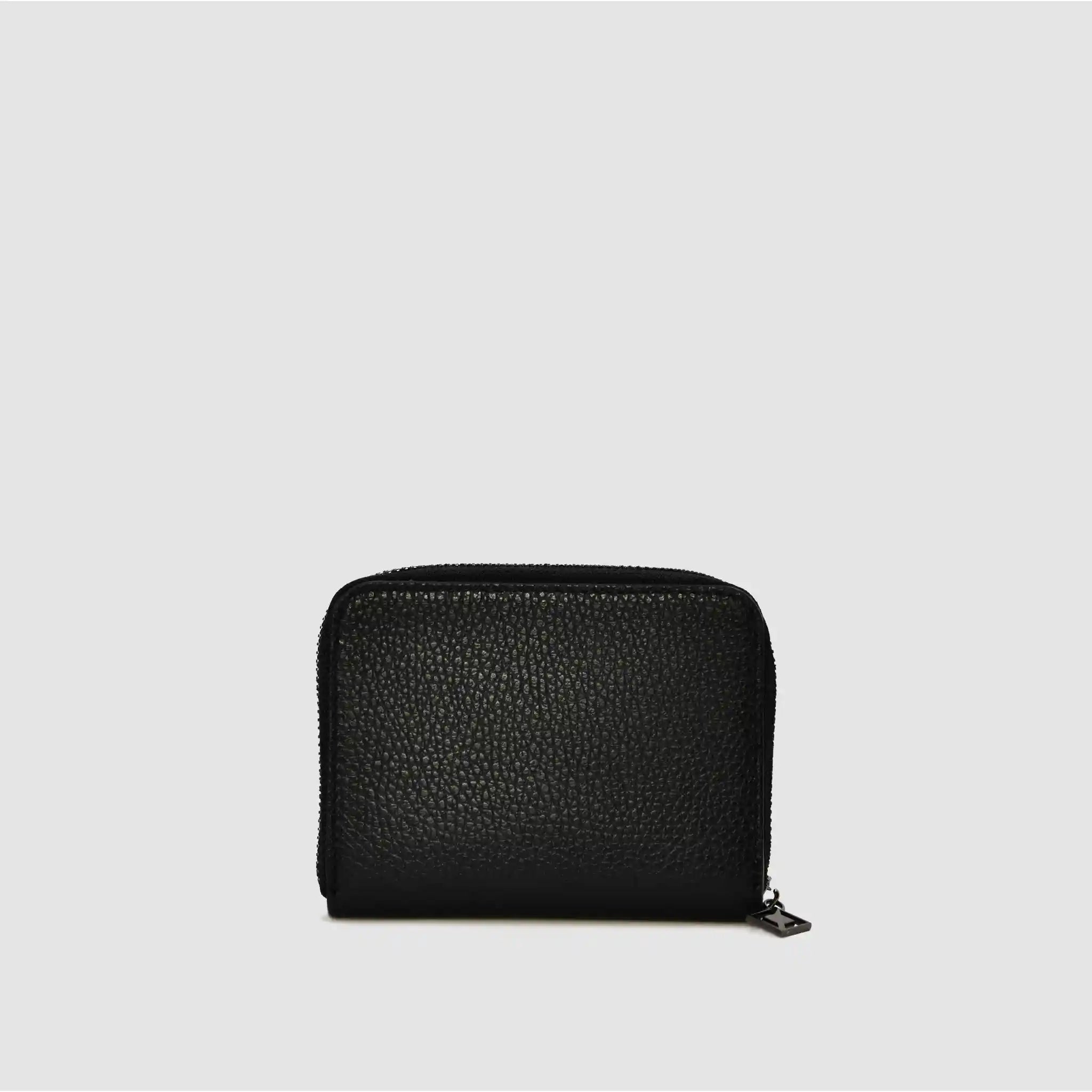 CASH MINI - Portafoglio piccolo in pelle zip around - Metal Logo - NERO - MIDMAIND™ | BRAND