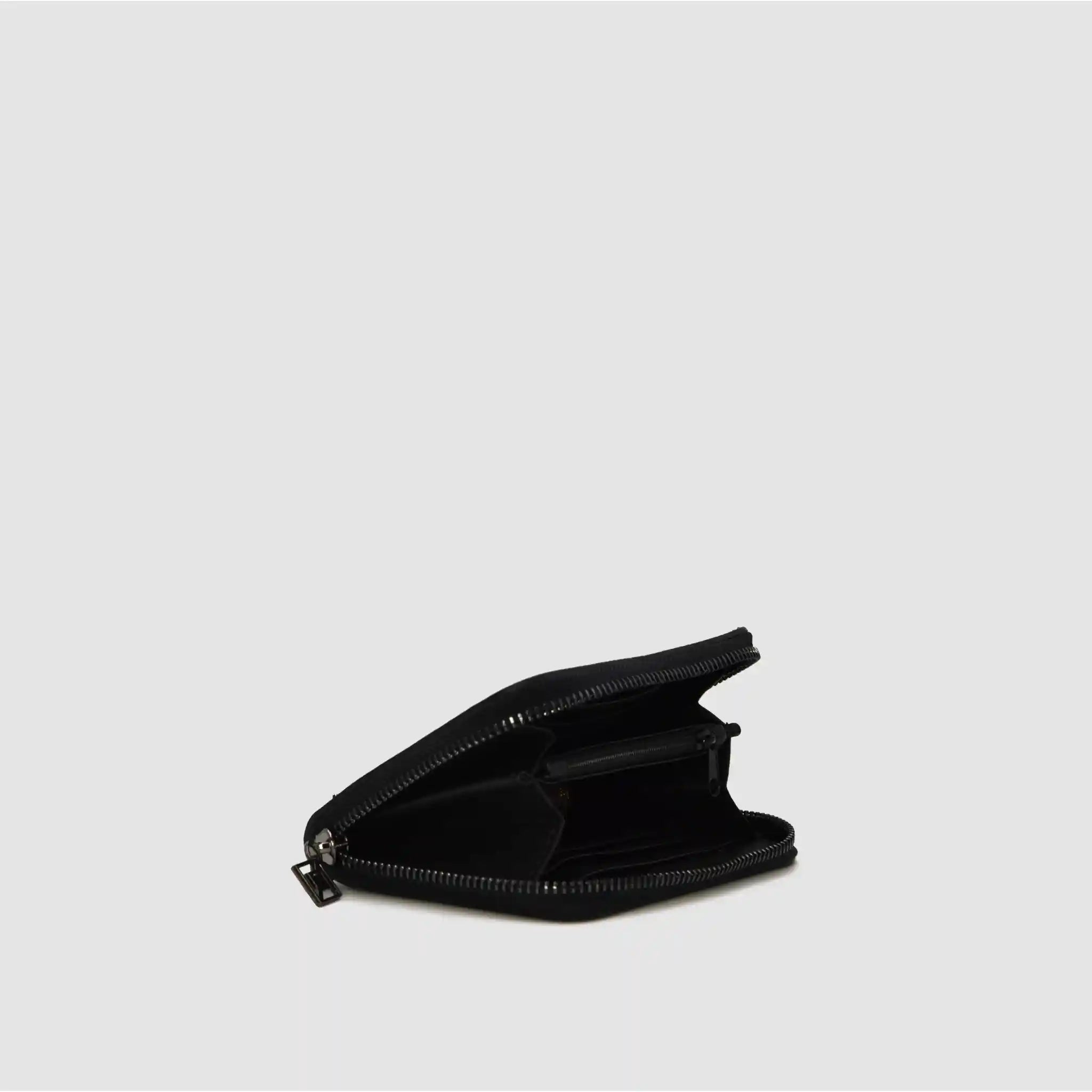 CASH MINI - Portafoglio piccolo in pelle zip around - Metal Logo - NERO - MIDMAIND™ | BRAND