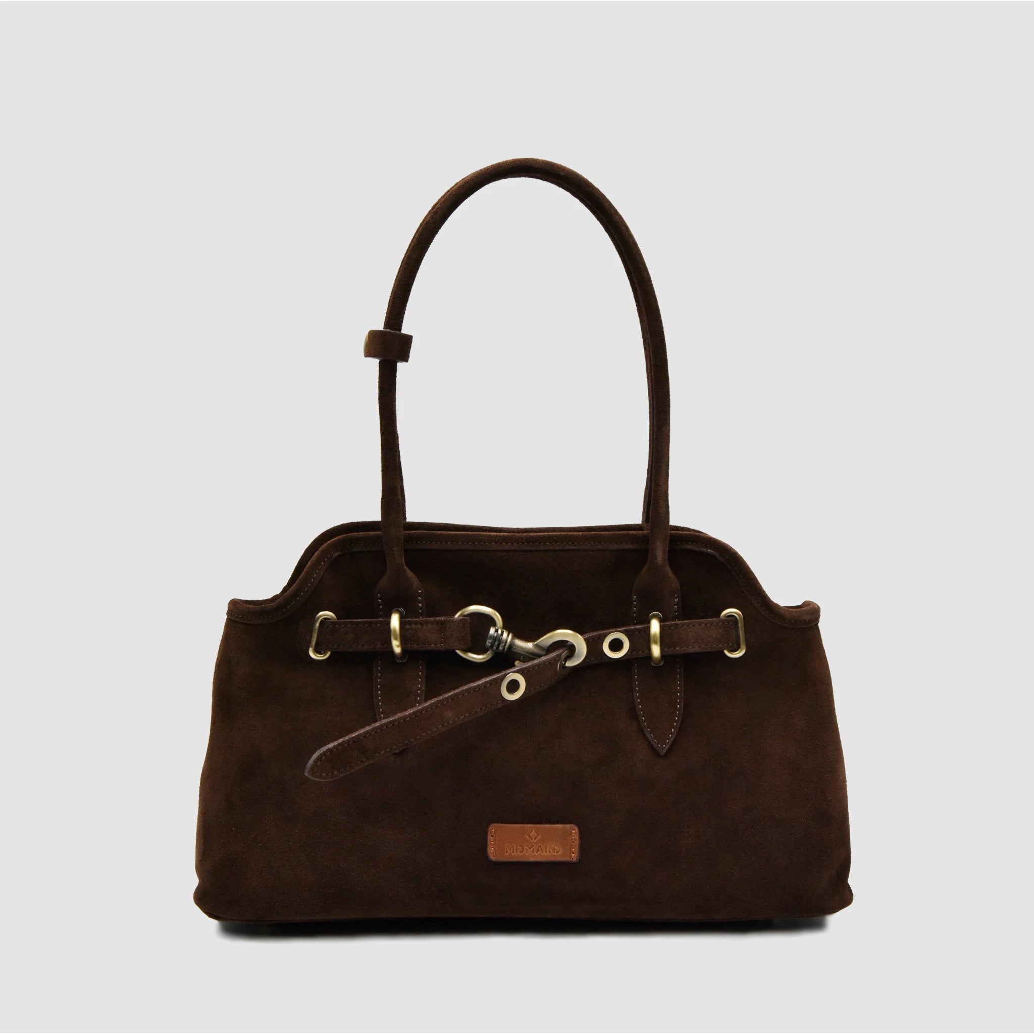 BOLD - Borsa a spalla in Pelle Suede - Testa di Moro - MIDMAIND™ | BRAND