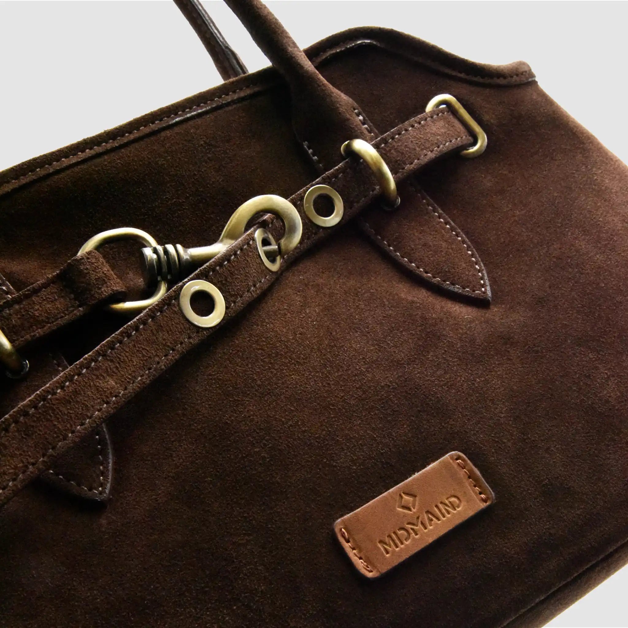 BOLD - Borsa a spalla in Pelle Suede - Testa di Moro - MIDMAIND™ | BRAND