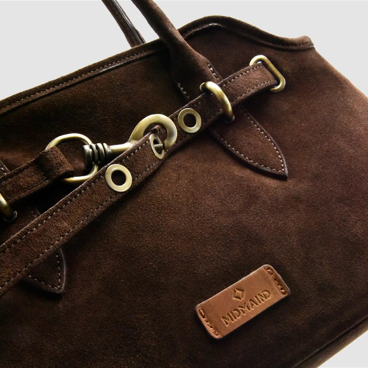 BOLD - Borsa a spalla in Pelle Suede - Testa di Moro - MIDMAIND™ | BRAND