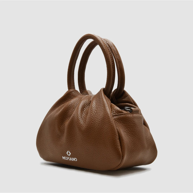 PETITE L - Borsa a mano in pelle martellata - MILK CHOCOLATE