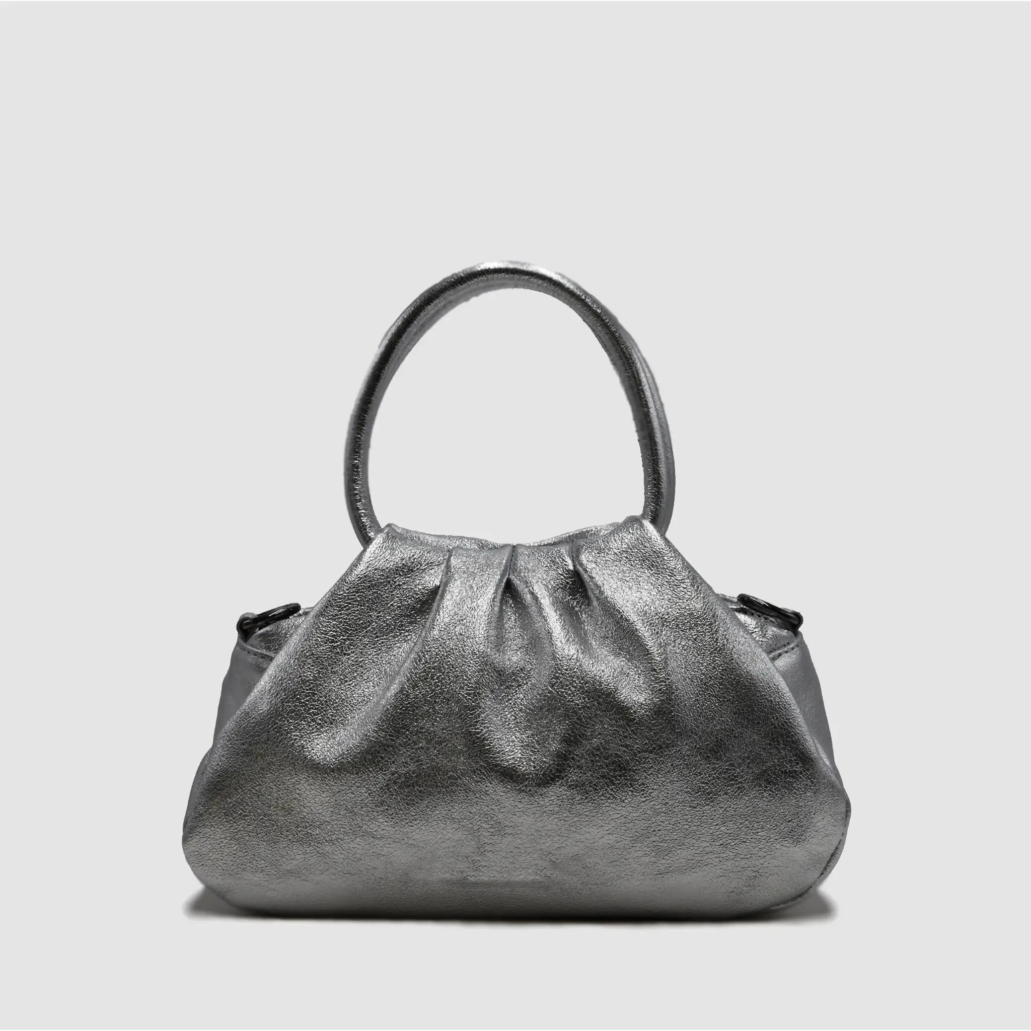 PETITE S - Borsa a mano in pelle martellata - SILVER