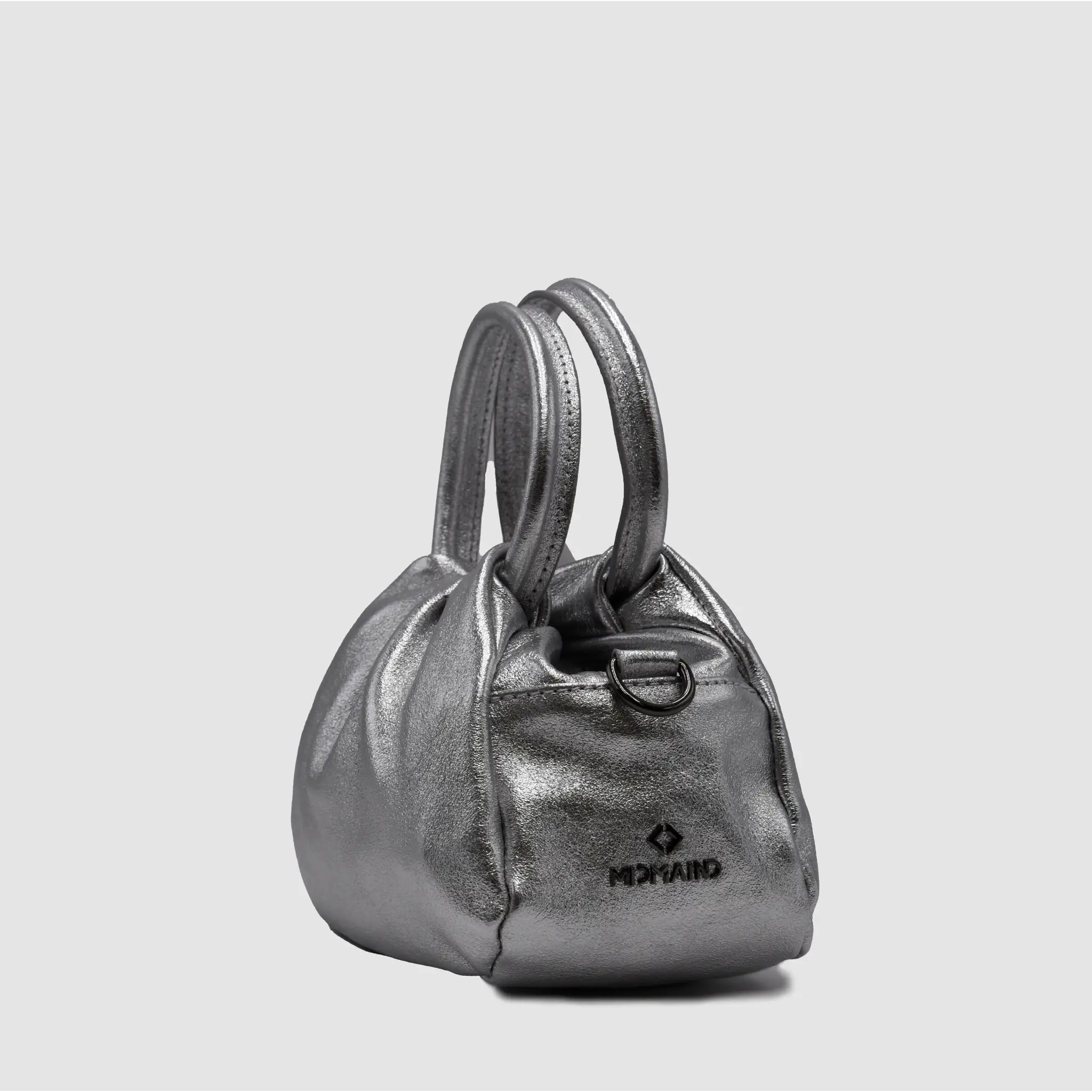 PETITE S - Borsa a mano in pelle martellata - SILVER