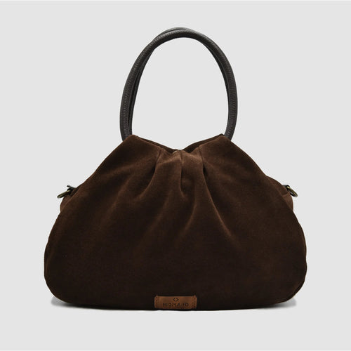 PETITE L - Borsa a mano in Pelle Suede - TESTA DI MORO - MIDMAIND™ | BRAND