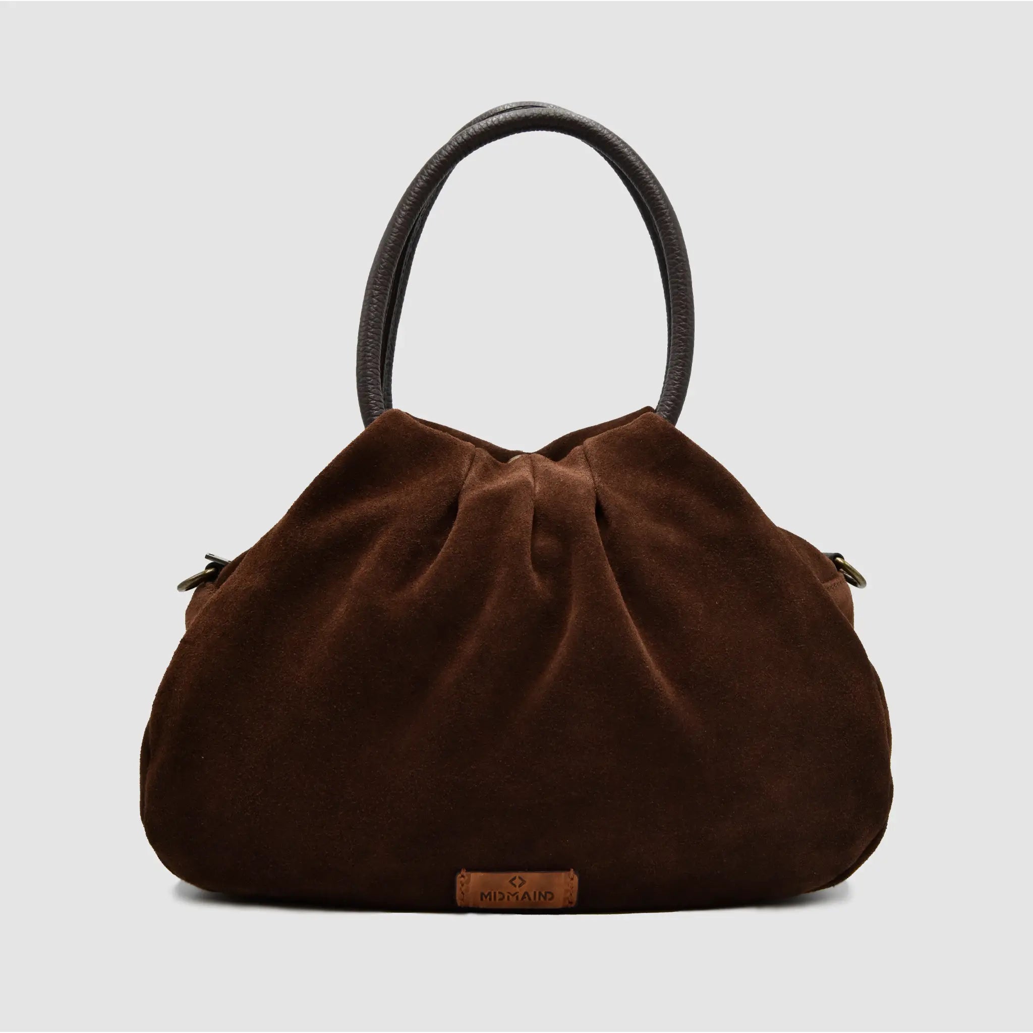 PETITE L - Borsa a mano in Pelle Suede - TESTA DI MORO - MIDMAIND™ | BRAND
