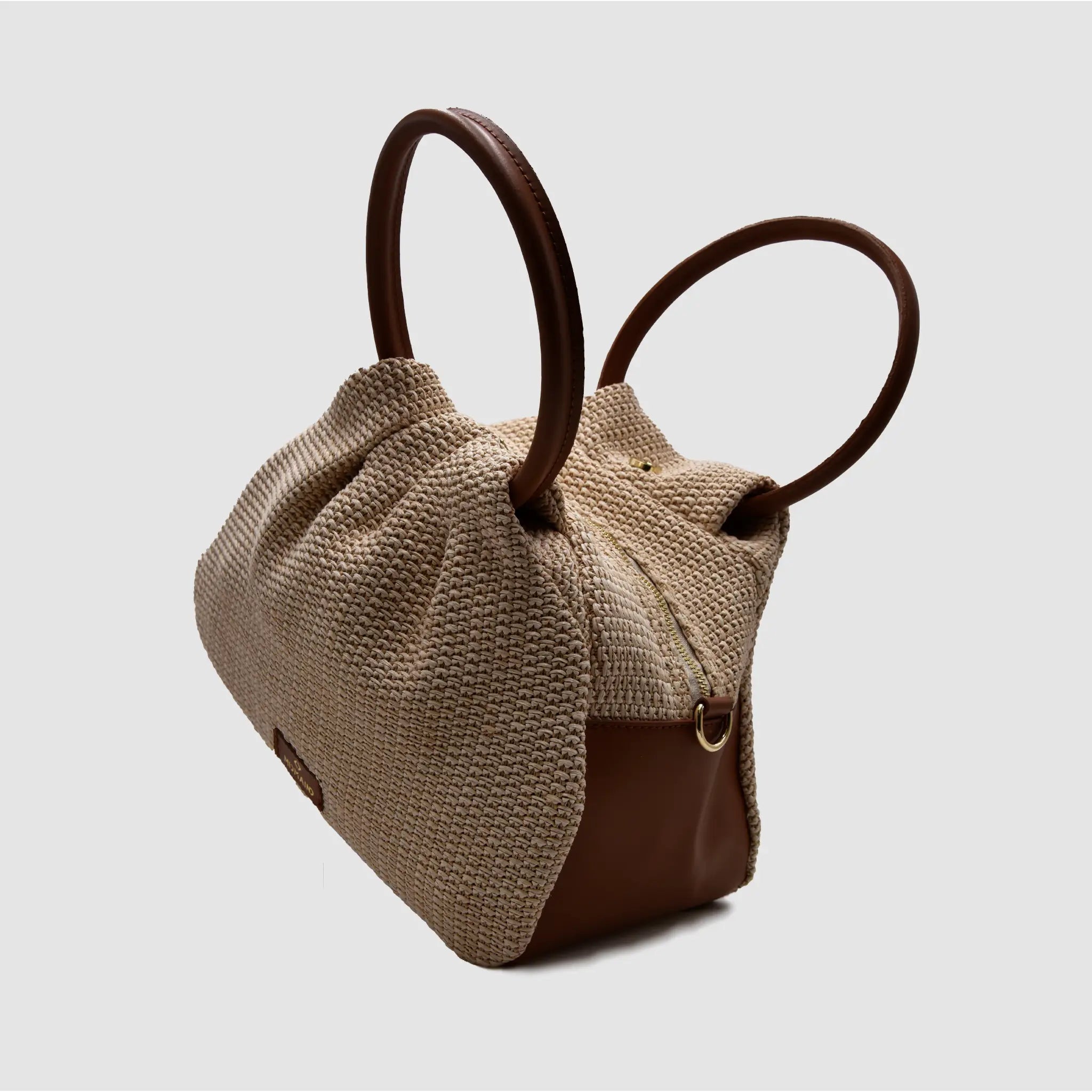 PETITE L - Borsa a mano in Rafia & Pelle Liscia - MIDMAIND™ | BRAND