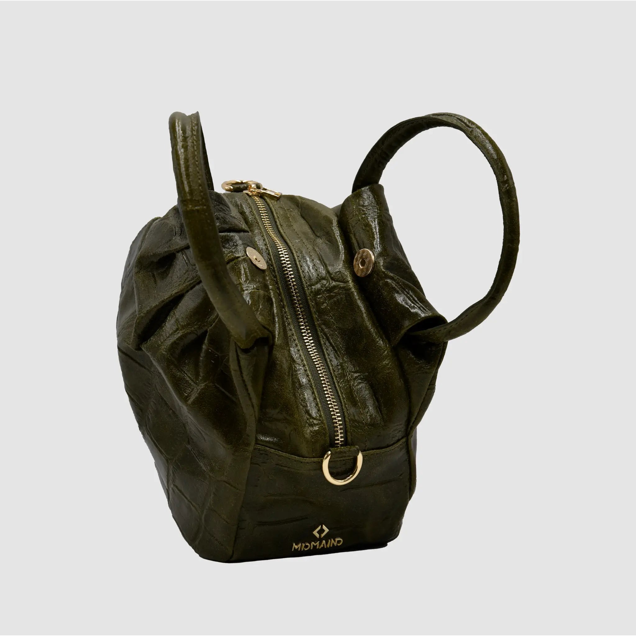 PETITE M - Borsa a mano in Pelle Cocco - VERDE BOTTIGLIA - MIDMAIND™ | BRAND