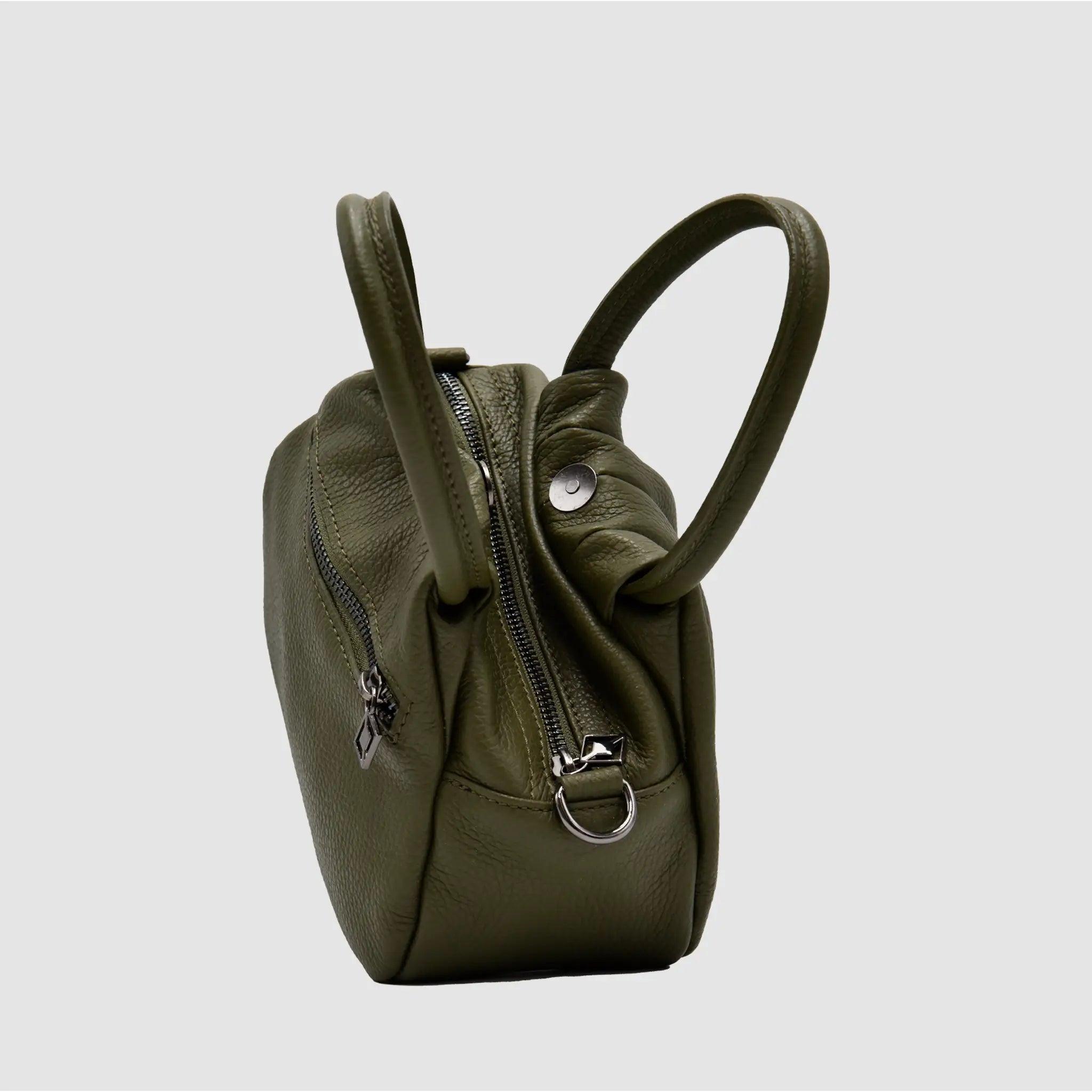 PETITE M - Borsa a mano in pelle martellata - VERDE MILITARE - MIDMAIND™ | BRAND