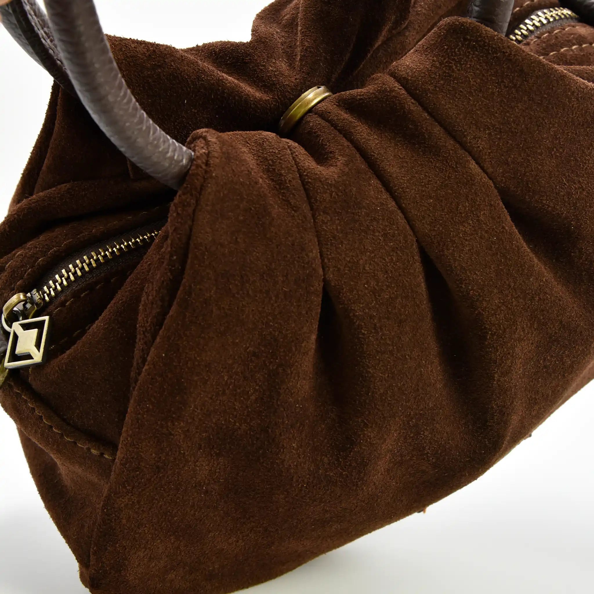 PETITE M - Borsa a mano in Pelle Suede - TESTA DI MORO - MIDMAIND™ | BRAND