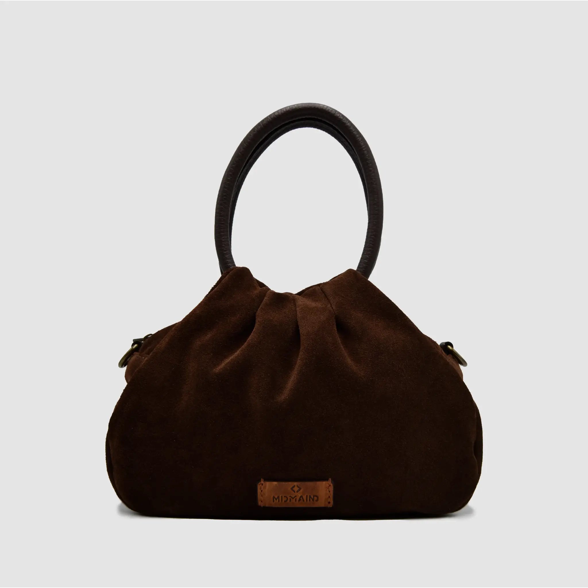 PETITE M - Borsa a mano in Pelle Suede - TESTA DI MORO - MIDMAIND™ | BRAND