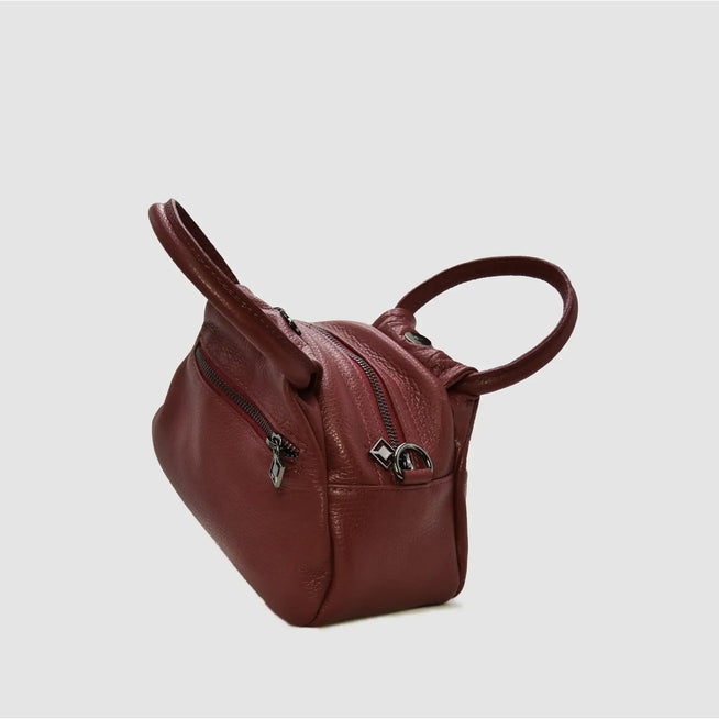 PETITE S - Borsa a mano in pelle - BORDEAUX - MIDMAIND™ | BRAND