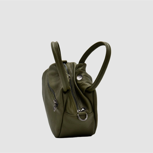 PETITE S - Borsa a mano in pelle martellata - VERDE MILITARE - MIDMAIND™ | BRAND