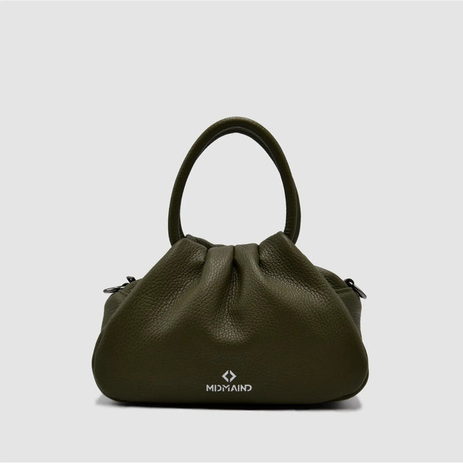 PETITE S - Borsa a mano in pelle martellata - VERDE MILITARE - MIDMAIND™ | BRAND