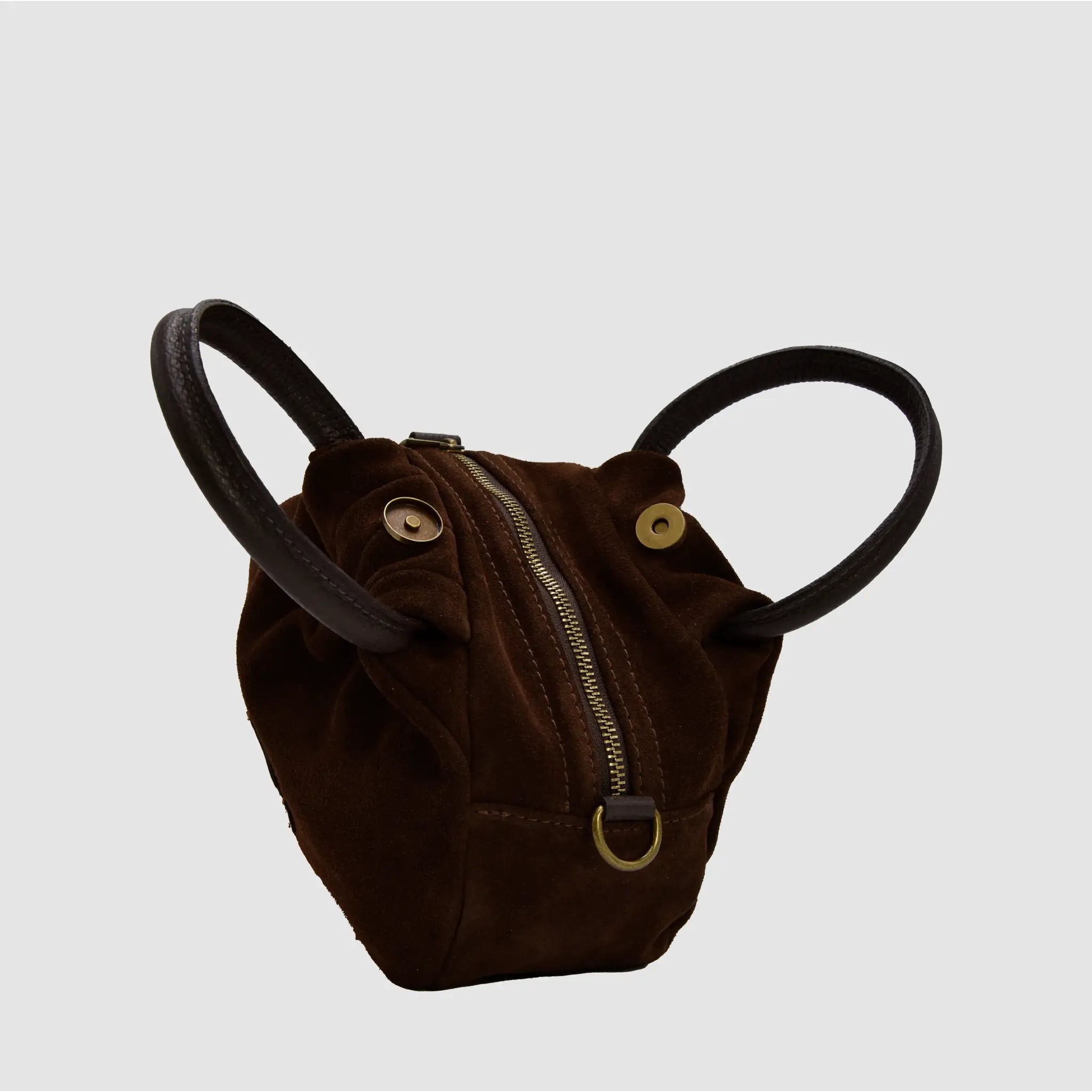 PETITE S - Borsa a mano in Pelle Suede - TESTA DI MORO - MIDMAIND™ | BRAND