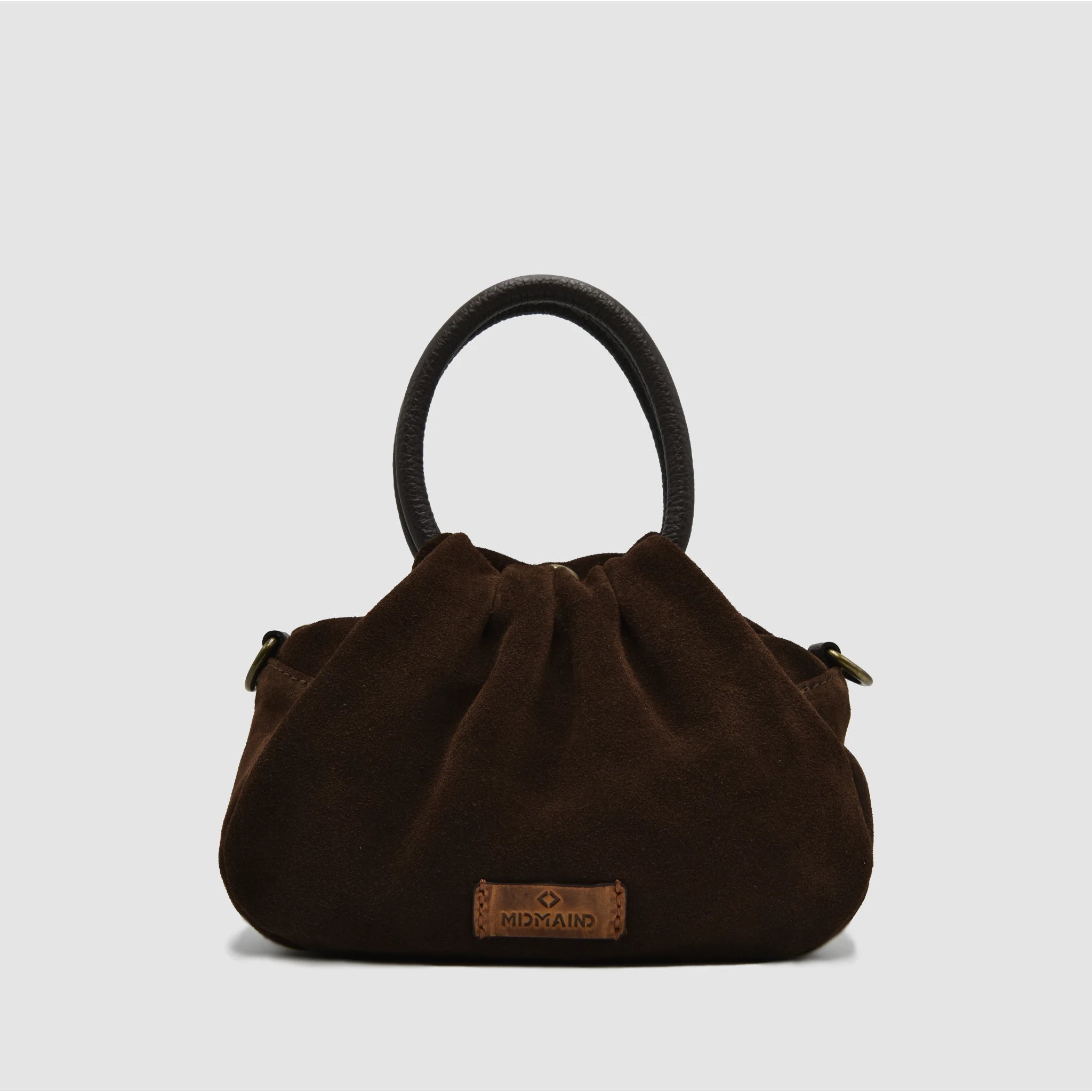 PETITE S - Borsa a mano in Pelle Suede - TESTA DI MORO - MIDMAIND™ | BRAND