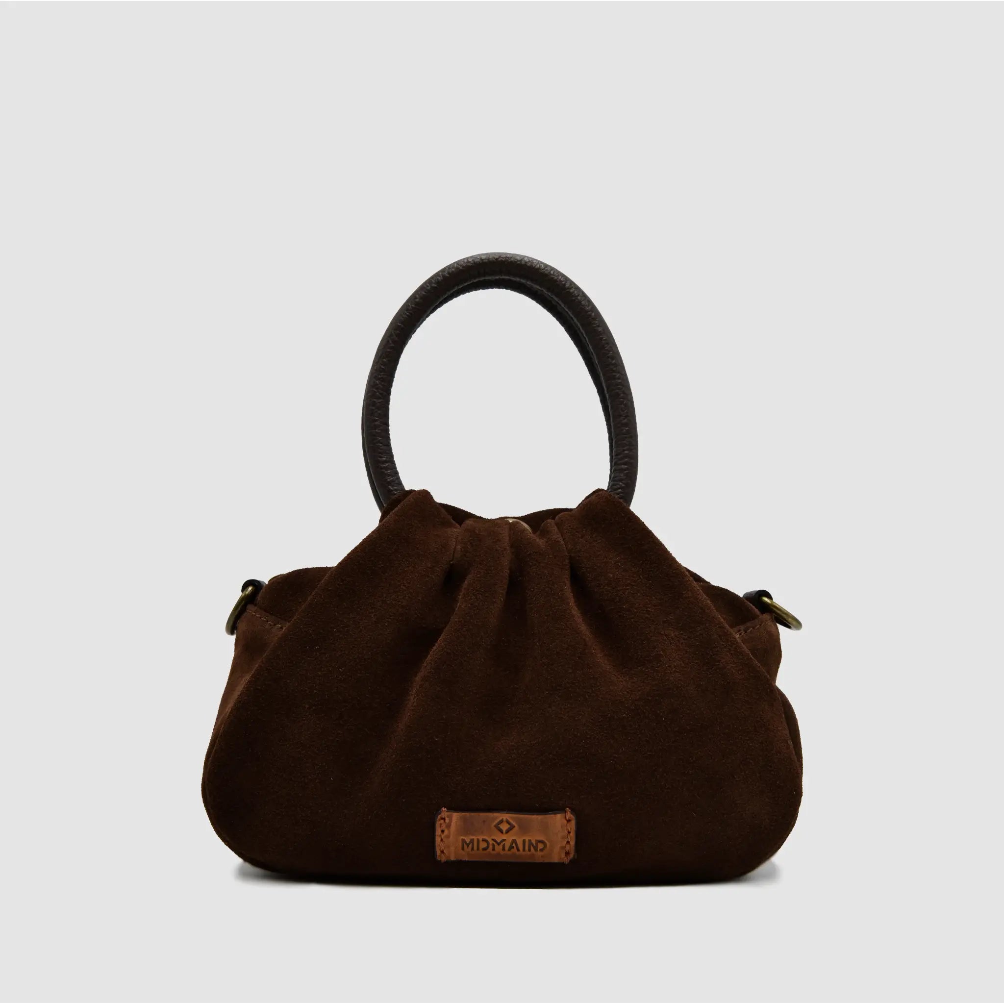 PETITE S - Borsa a mano in Pelle Suede - TESTA DI MORO - MIDMAIND™ | BRAND