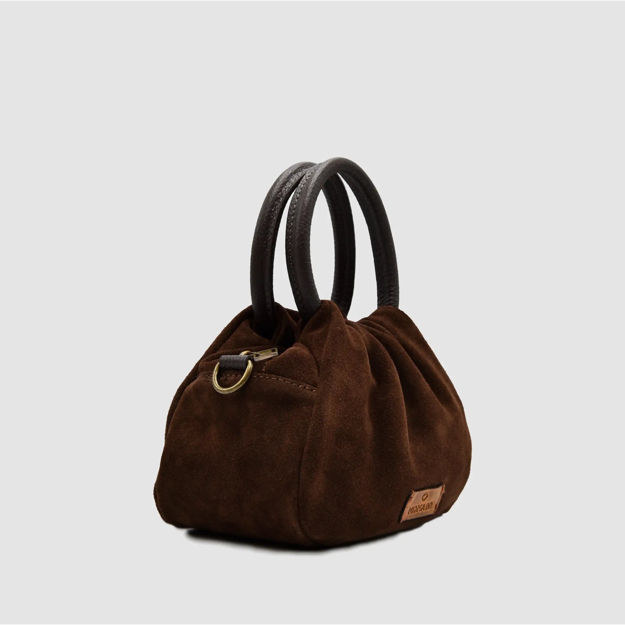PETITE S - Borsa a mano in Pelle Suede - TESTA DI MORO - MIDMAIND™ | BRAND