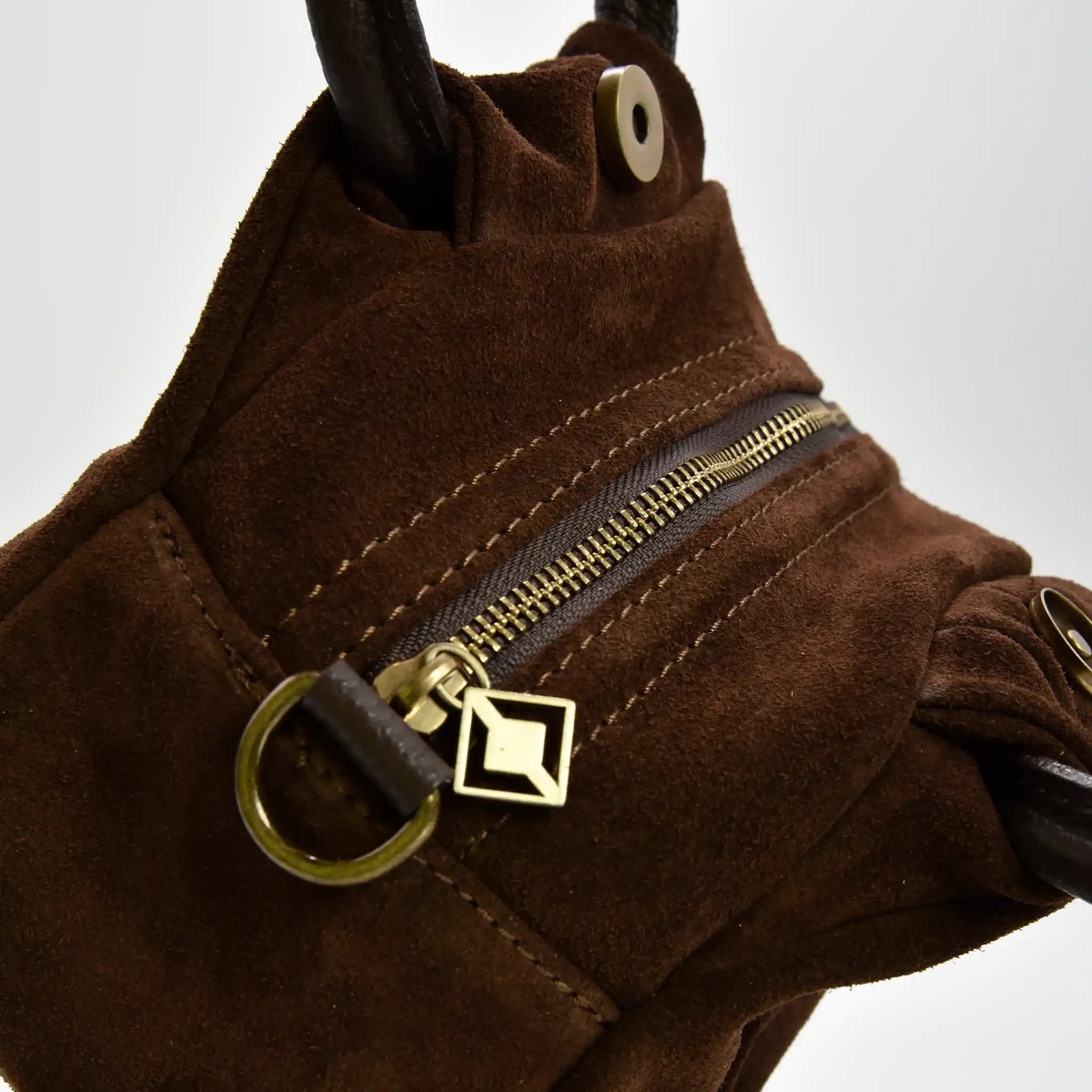 PETITE S - Borsa a mano in Pelle Suede - TESTA DI MORO - MIDMAIND™ | BRAND