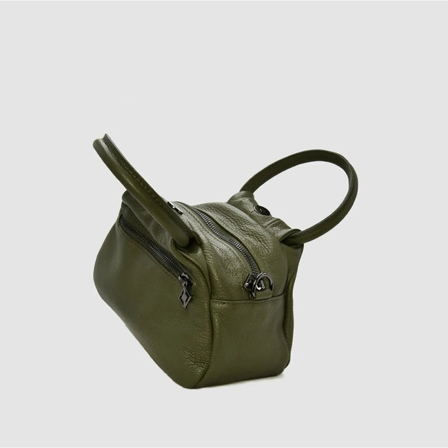 PETITE S - Borsa a mano in pelle - VERDE MILITARE - MIDMAIND™ | BRAND