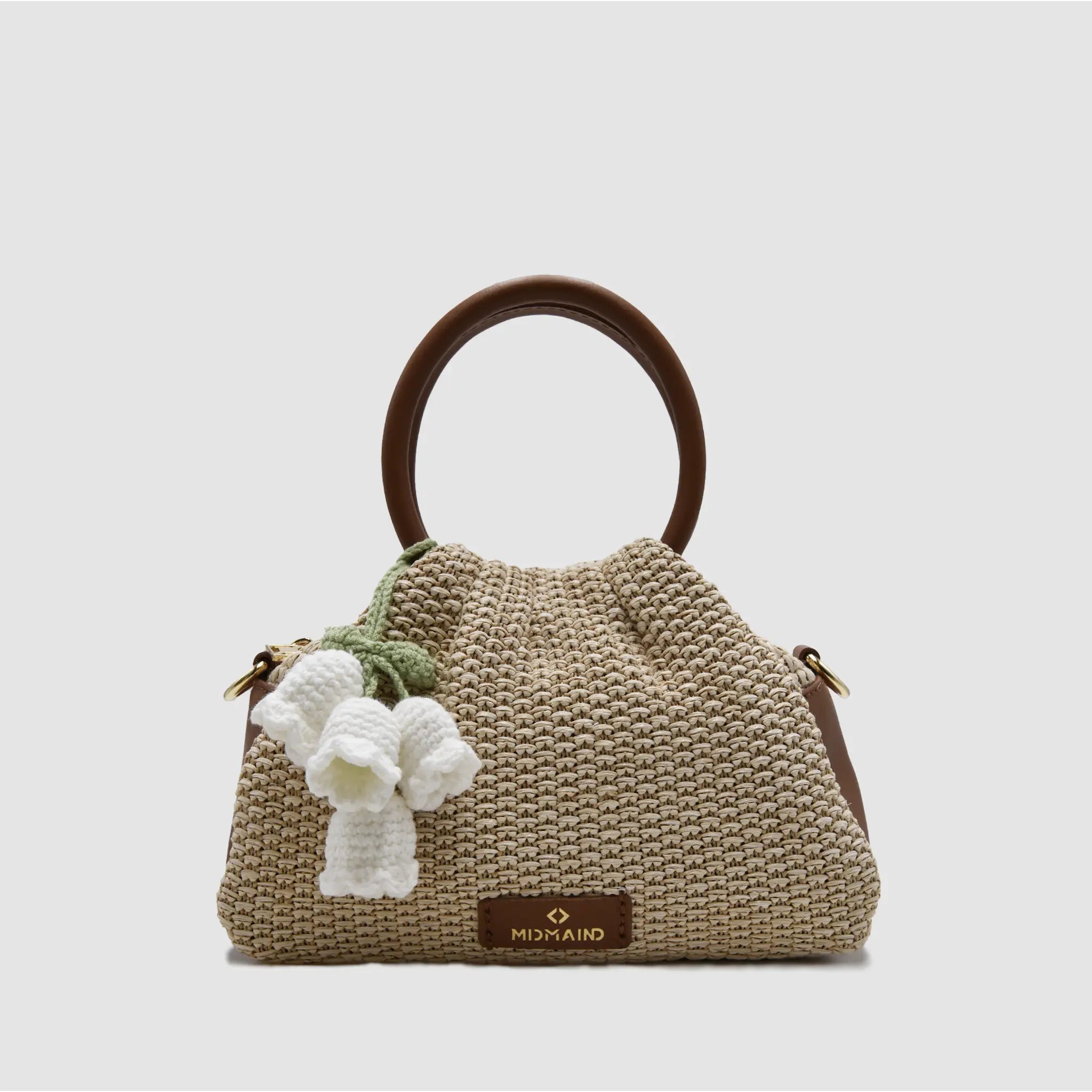 PETITE S - Borsa a mano in Rafia & Pelle Liscia - MIDMAIND™ | BRAND