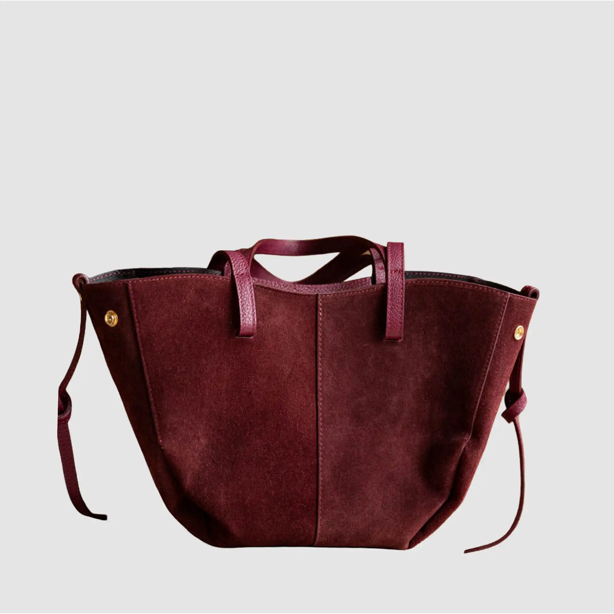 SHOLONG - Borsa Tote in Pelle Suede - BORDEAUX - MIDMAIND™ | BRAND