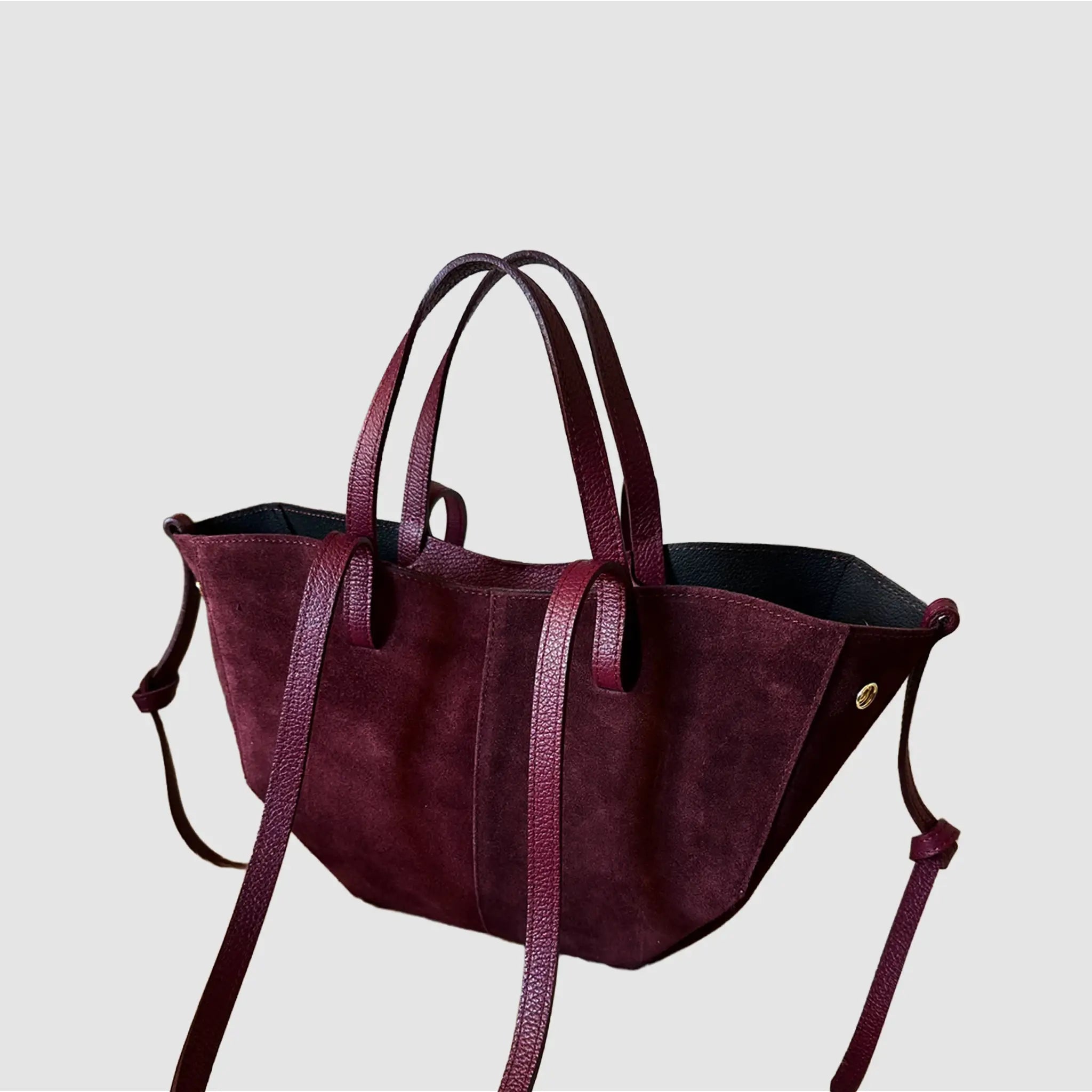 SHOLONG - Borsa Tote in Pelle Suede - BORDEAUX - MIDMAIND™ | BRAND