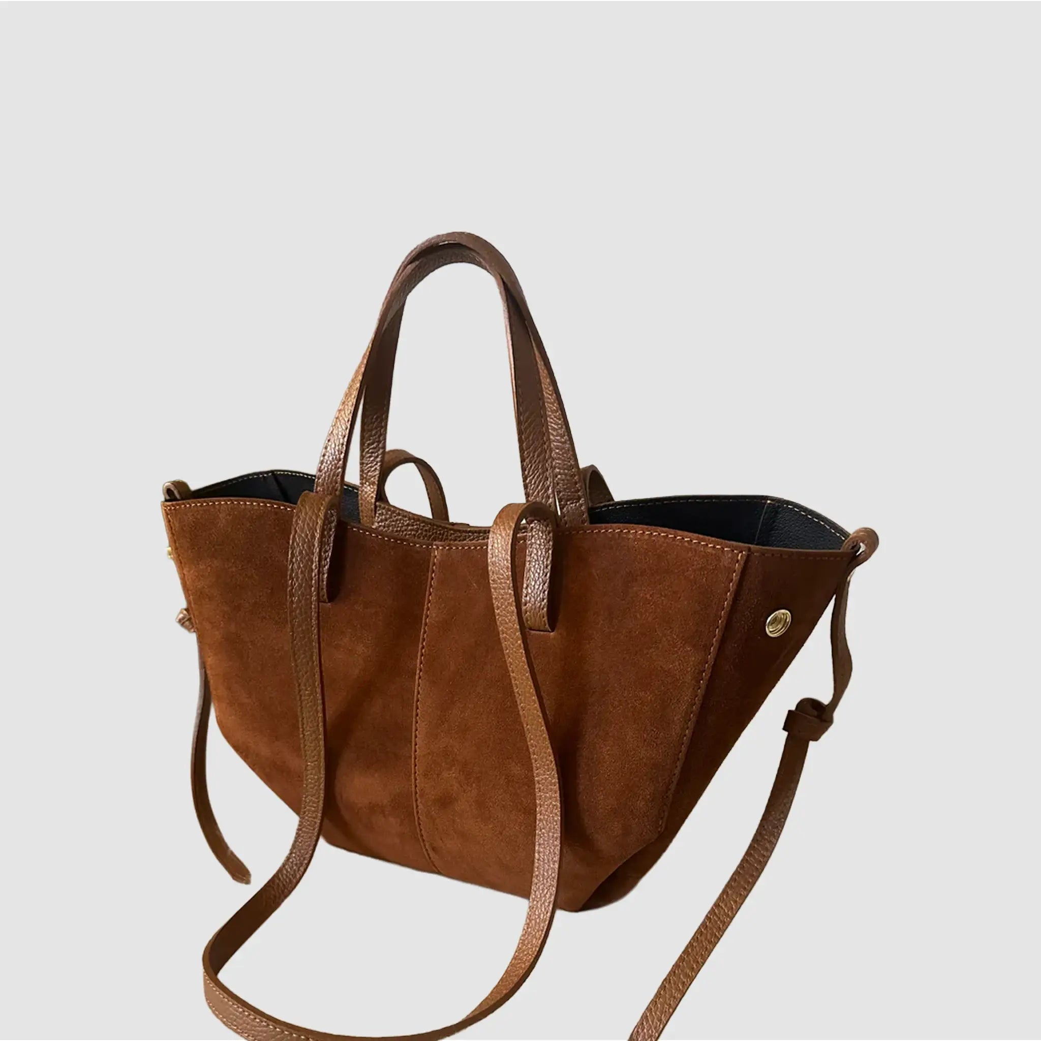 SHOLONG - Borsa Tote in Pelle Suede - CANNELLA - MIDMAIND™ | BRAND
