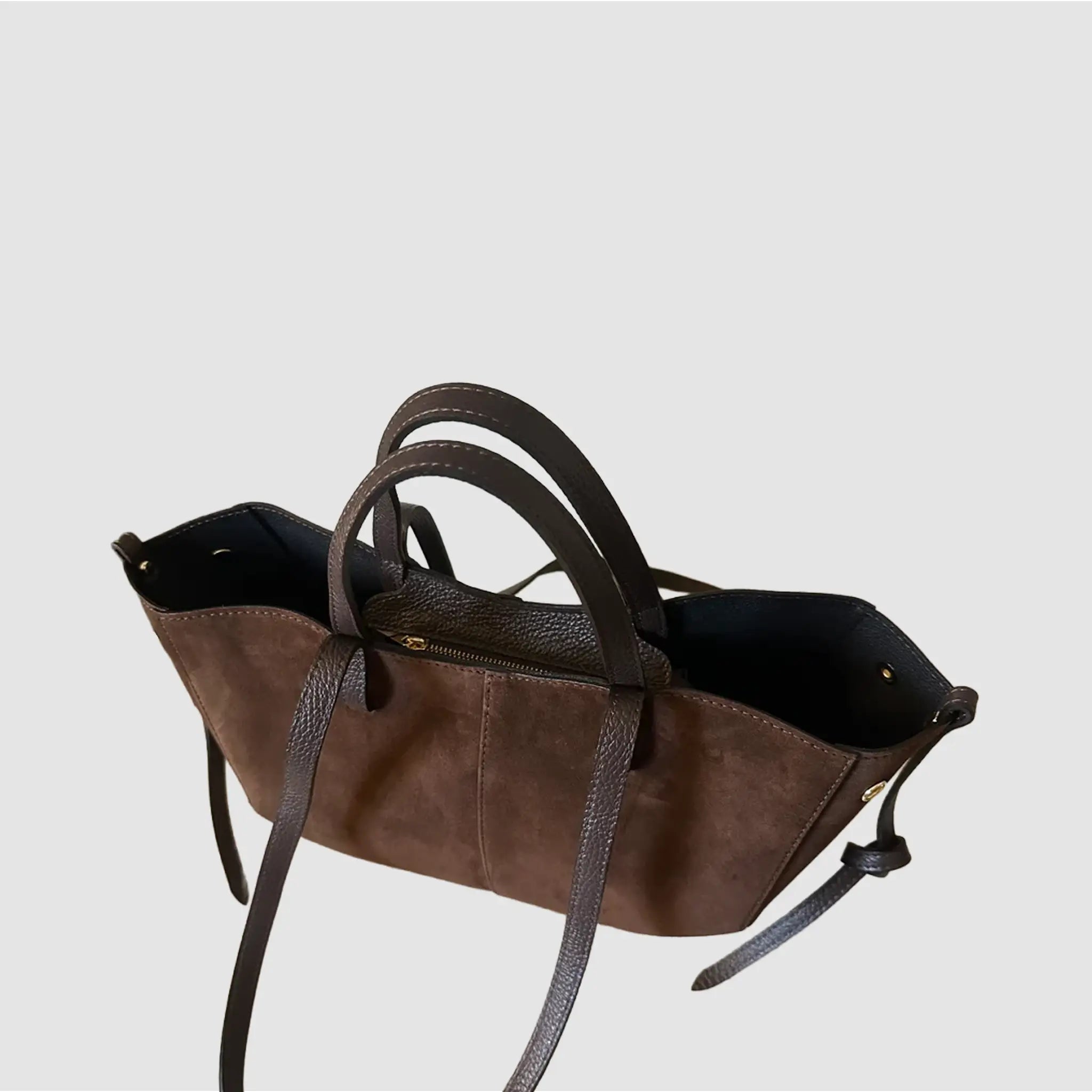 SHOLONG - Borsa Tote in Pelle Suede - NUDE - MIDMAIND™ | BRAND