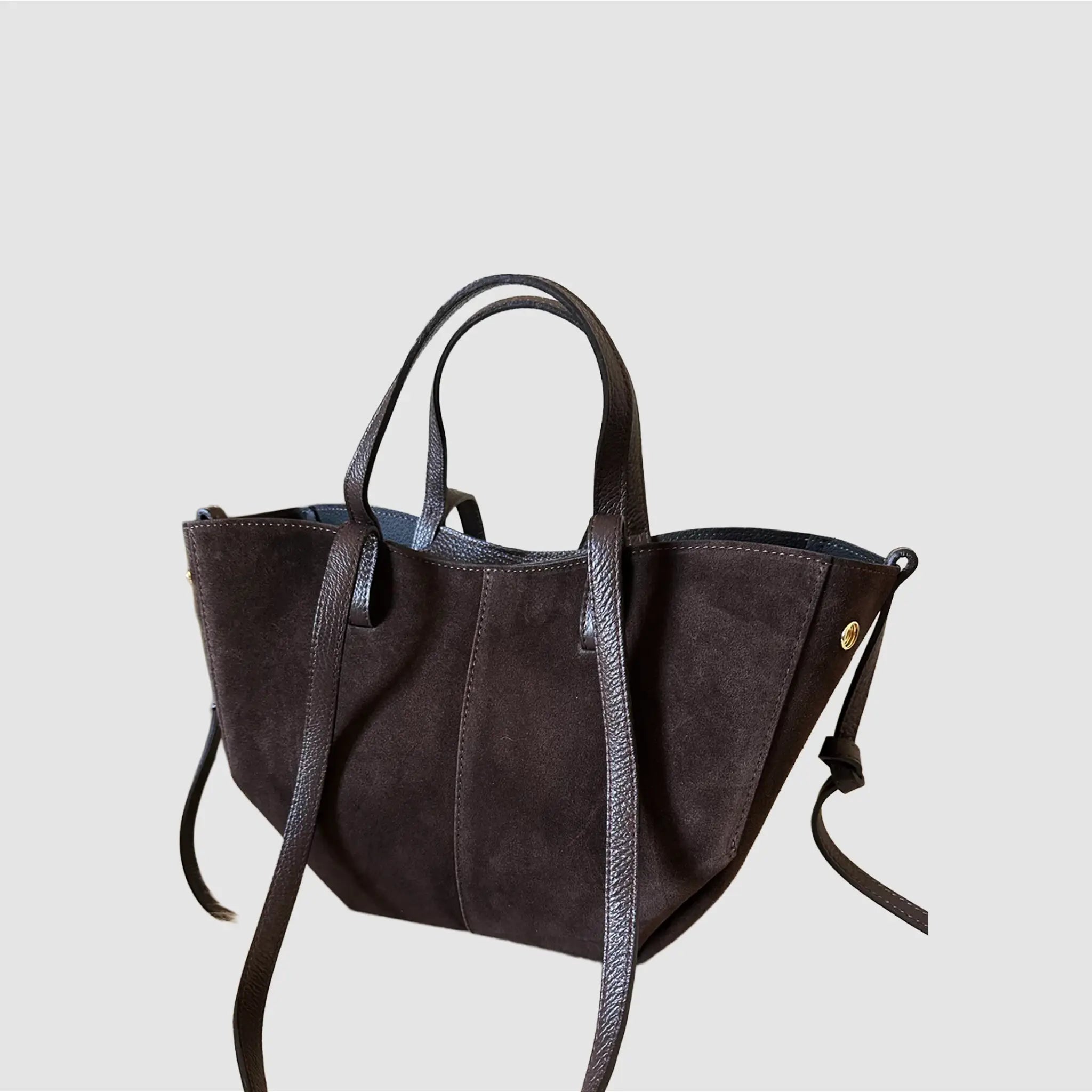 SHOLONG - Borsa Tote in Pelle Suede - TESTA DI MORO - MIDMAIND™ | BRAND