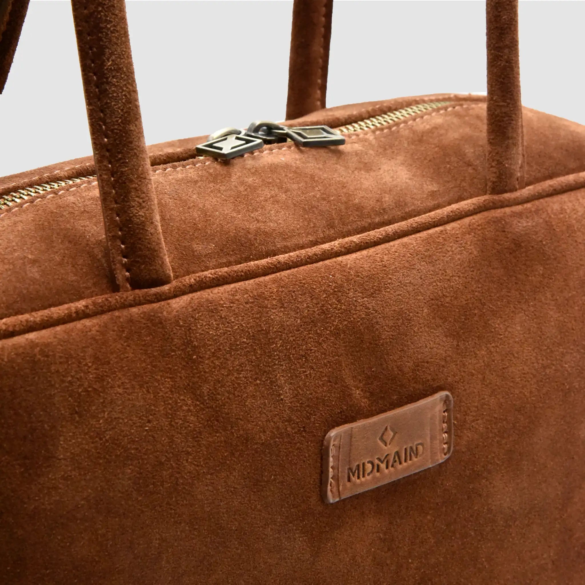 SKIN M - Borsa a mano in Pelle Suede - Cannella - MIDMAIND™ | BRAND