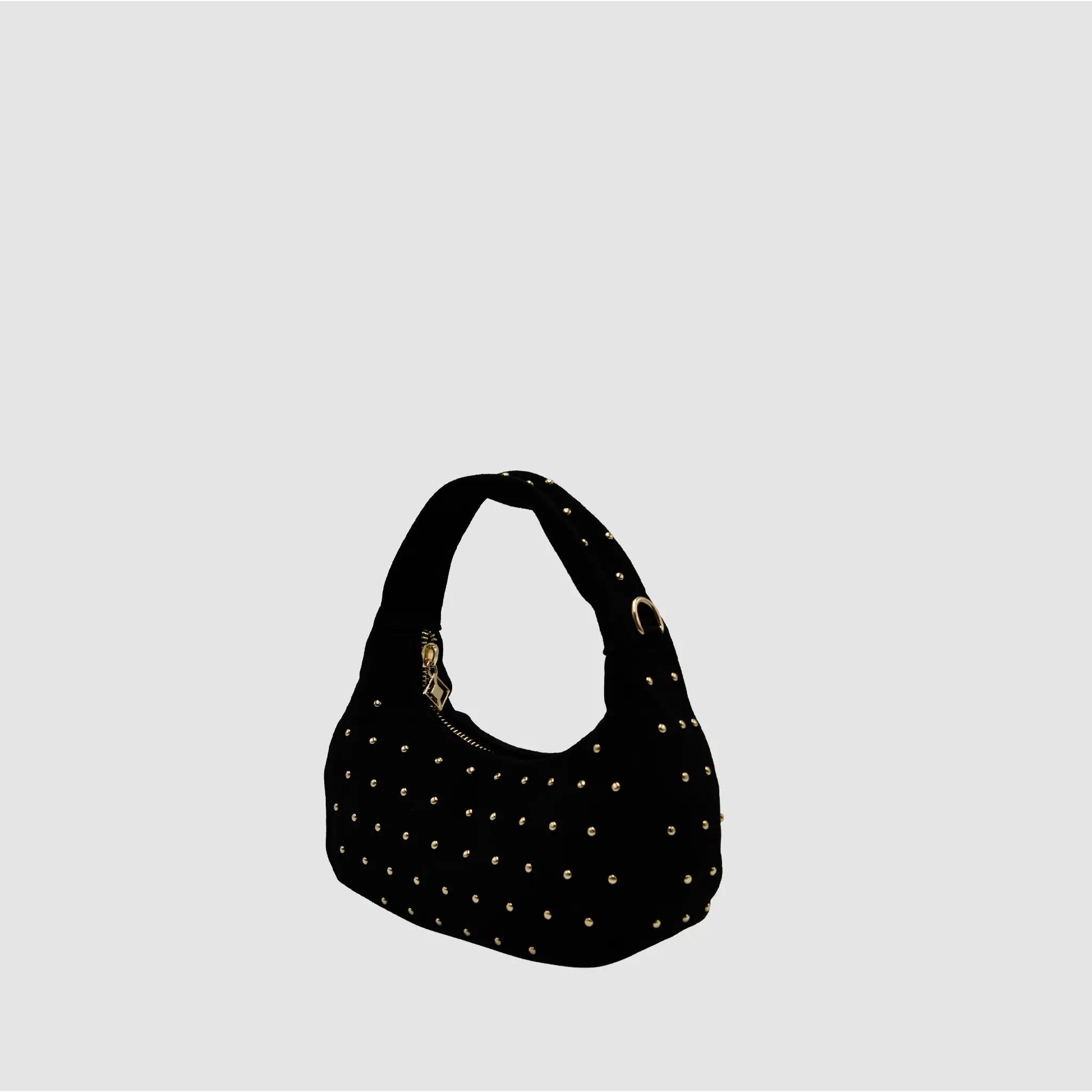 WANDER S - Borsa hobo in Pelle Suede - NERO - MIDMAIND™ | BRAND