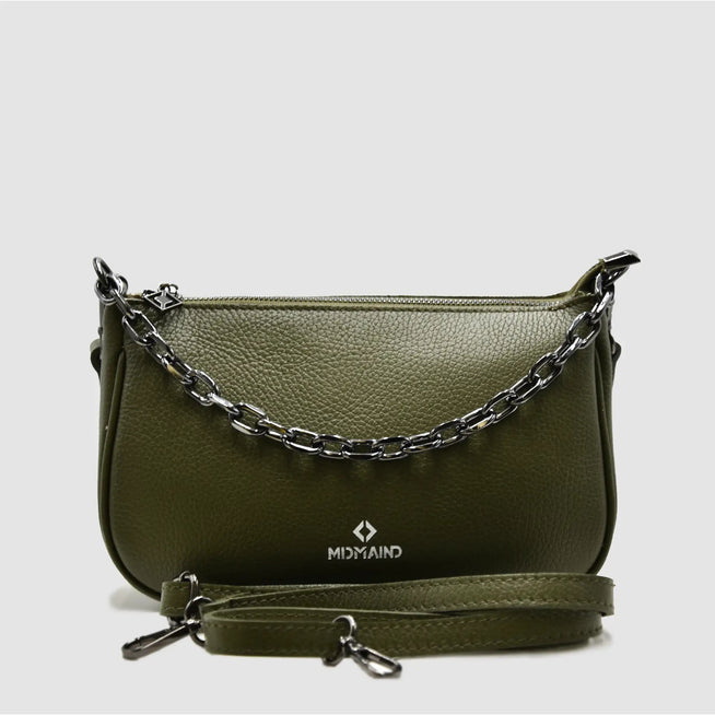 WESTIE - Borsa a baguette in pelle - VERDE MILITARE - MIDMAIND™ | BRAND