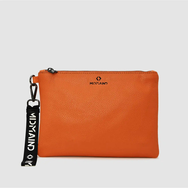 ANNA - Pochette in pelle - Black Logo - ARANCIONE - MIDMAIND™ | BRAND