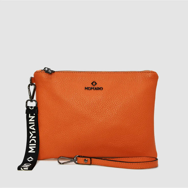 ANNA - Pochette in pelle - Metal Logo - ARANCIONE - MIDMAIND™ | BRAND