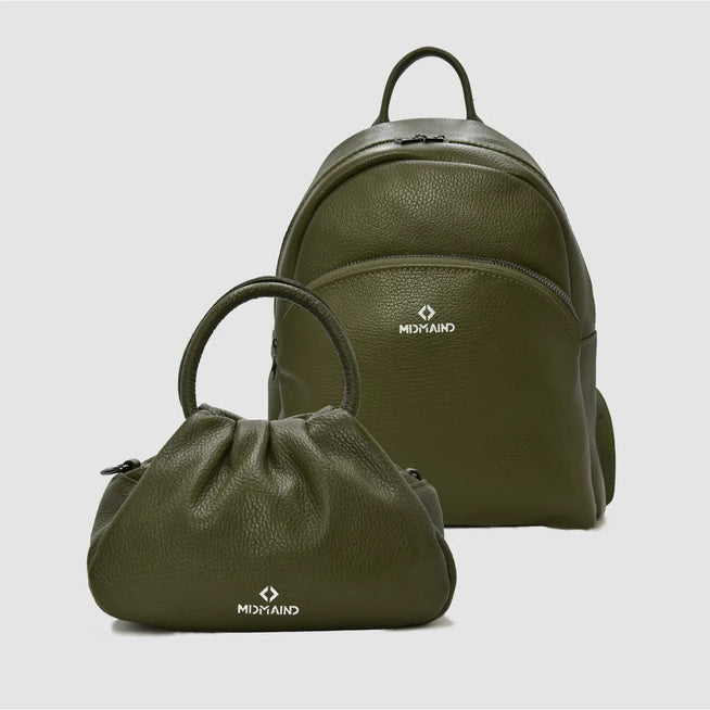 BOX REGALO - Borsa PETITE + Zaino FLOW - VERDE MILITARE - MIDMAIND™ | BRAND