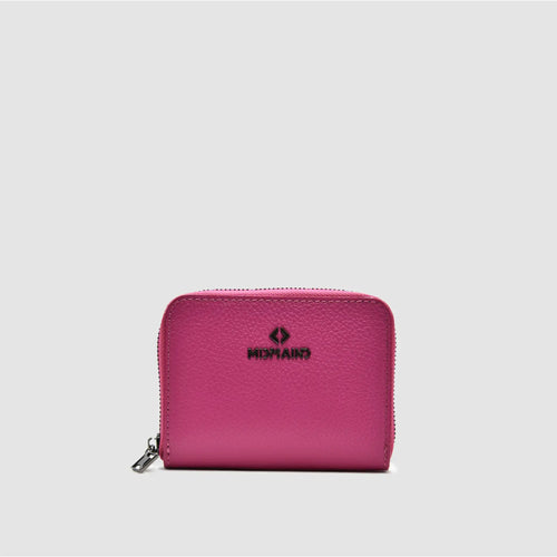 CASH MINI - Portafoglio Zip around piccolo in pelle - Metal Logo - FUCSIA - MIDMAIND™ | BRAND