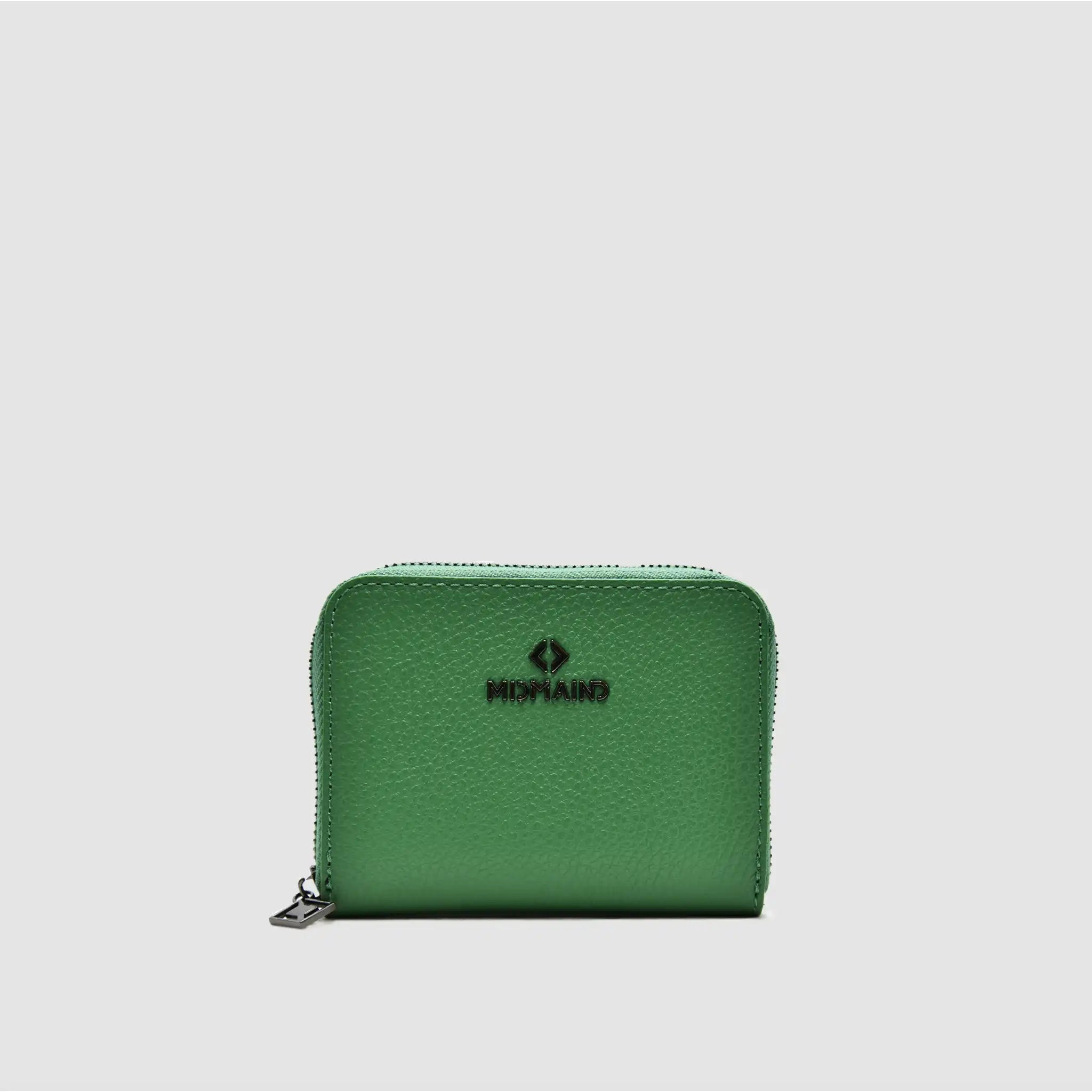 CASH MINI - Portafoglio Zip around piccolo in pelle - Metal Logo - VERDE - MIDMAIND™ | BRAND