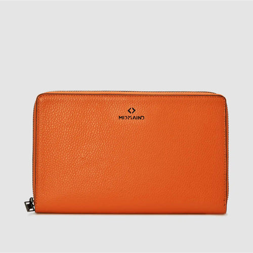 META - Pochette clutch in pelle con maniglia - Black Logo - ARANCIONE - MIDMAIND™ | BRAND