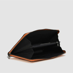 META - Pochette clutch in pelle con maniglia - Black Logo - ARANCIONE - MIDMAIND™ | BRAND