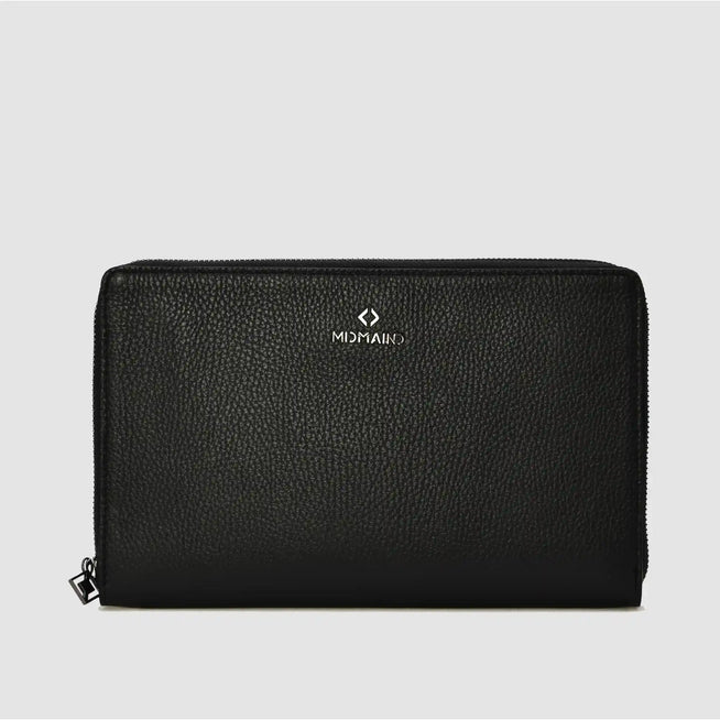 META - Pochette clutch in pelle con maniglia - Black Logo - ARANCIONE - MIDMAIND™ | BRAND