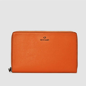 META - Pochette clutch in pelle con maniglia - Logo Label - NERO - MIDMAIND™ | BRAND