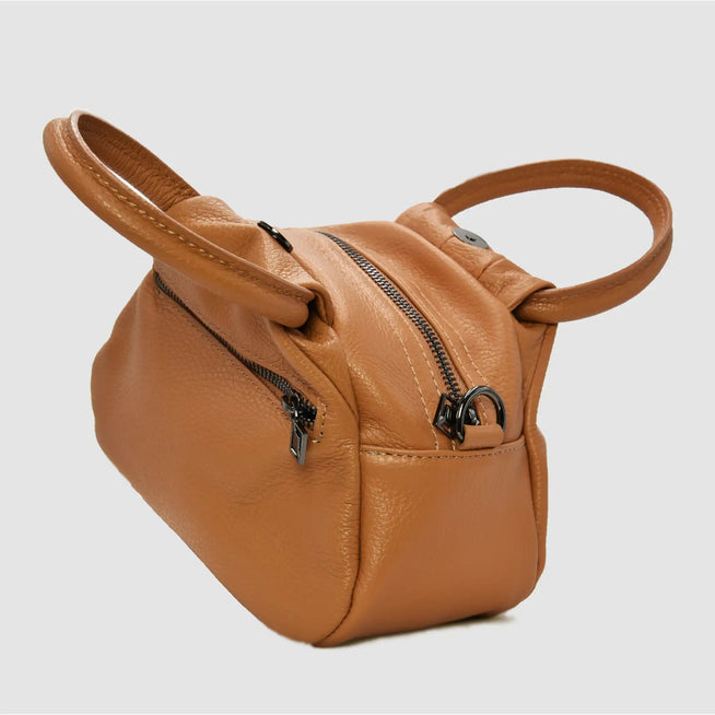 PETITE - Borsa a mano in pelle - CAMEL - MIDMAIND™ | BRAND