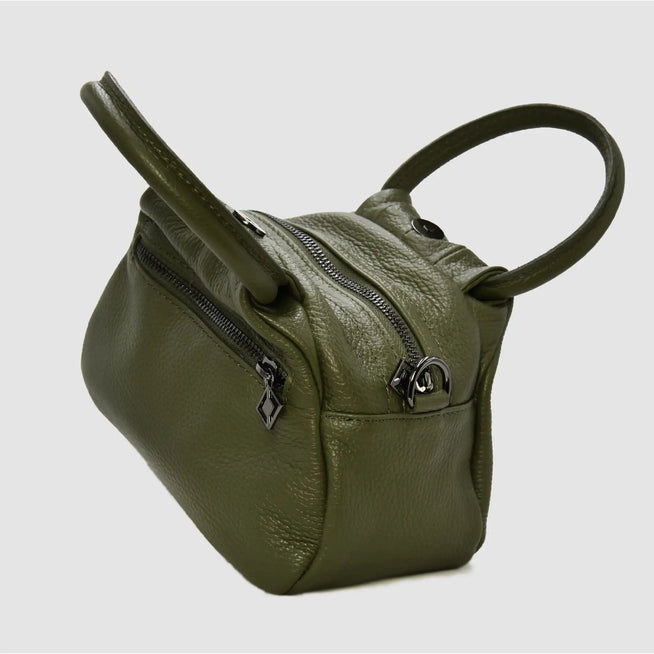 PETITE - Borsa a mano in pelle - VERDE MILITARE - MIDMAIND™ | BRAND